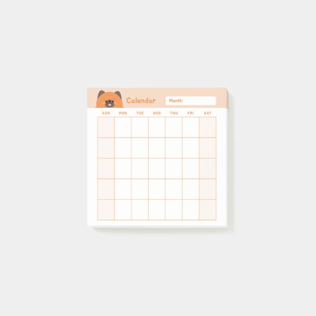 Minimalistisk enkel månadsplaneringskalender post-it block (Framsida)