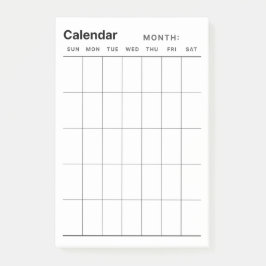 Minimalistisk enkel månadsplaneringskalender post-it block