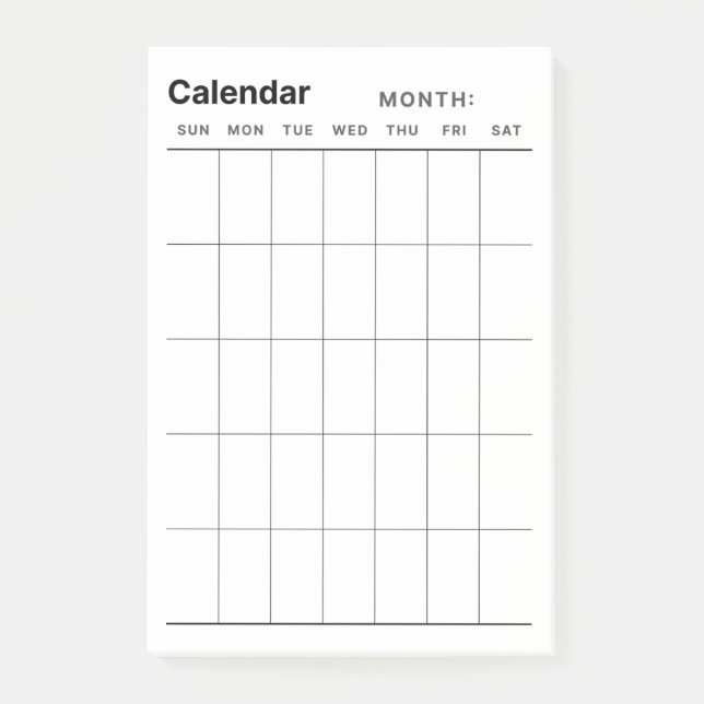 Minimalistisk enkel månadsplaneringskalender post-it block (Framsida)
