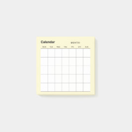 Minimalistisk enkel månadsplaneringskalender post-it block