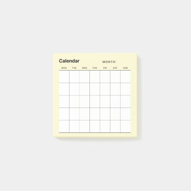 Minimalistisk enkel månadsplaneringskalender post-it block (Framsida)