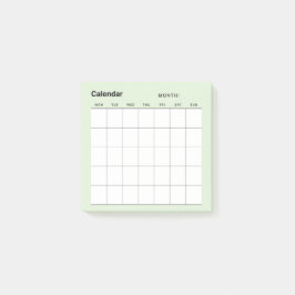 Minimalistisk enkel månadsplaneringskalender post-it block