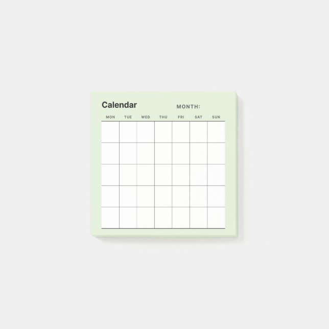 Minimalistisk enkel månadsplaneringskalender post-it block (Framsida)