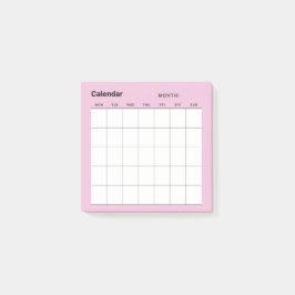 Minimalistisk enkel månadsplaneringskalender post-it block