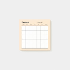 Minimalistisk enkel månadsplaneringskalender post-it block