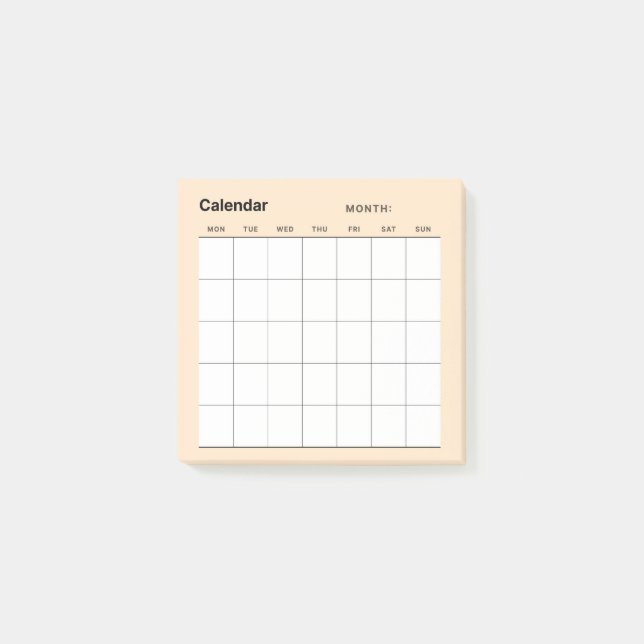 Minimalistisk enkel månadsplaneringskalender post-it block (Framsida)
