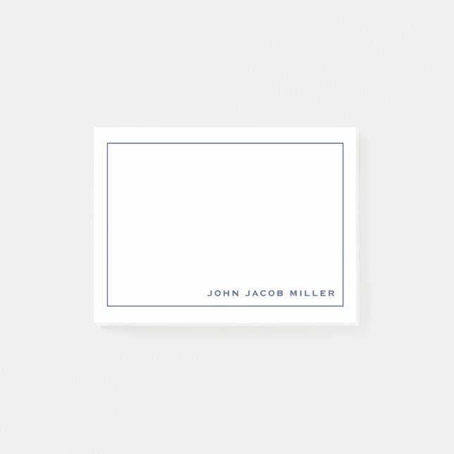 Minimalistisk enkel marin blå kvadrat Gräns Post-it Block (Framsida)