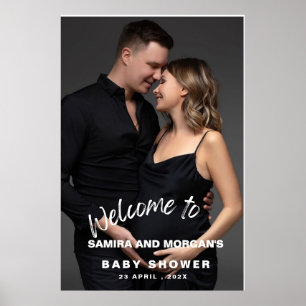 Minimalistisk enkel modern Baby Shower välkomstfot Poster