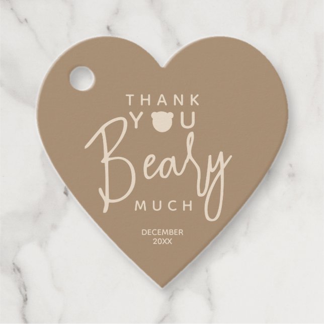 Minimalistisk, enkel modern björnskötare gåvor etiketter (Framsida)