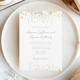 Minimalistisk enkel modern Gult Wildblomma Bröllop Inbjudningar