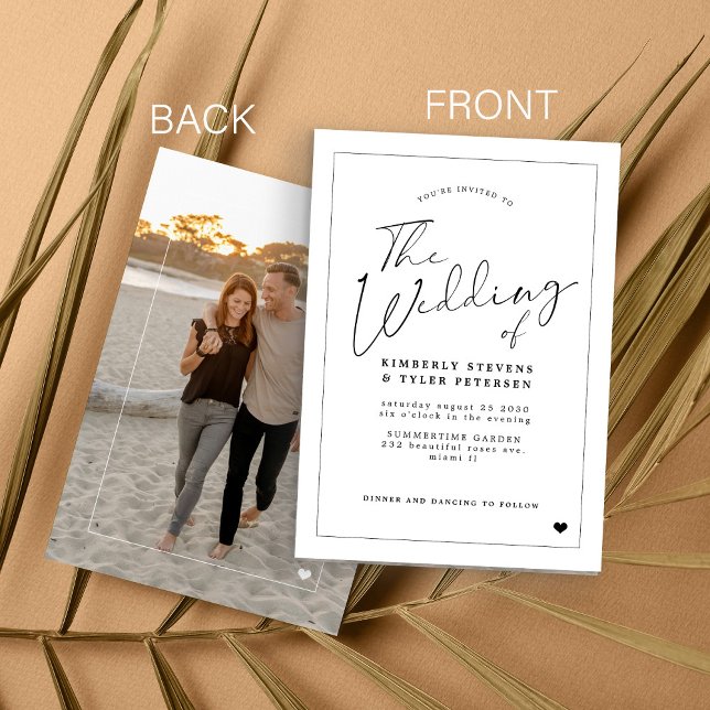 Minimalistisk enkel modern kalligrafi bröllop inbjudningar (Skapare uppladdad)