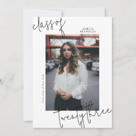 Minimalistisk enkel modern klass 2024 Studenten Inbjudningar