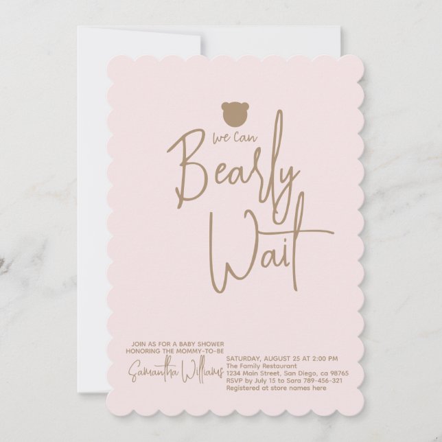 Minimalistisk enkel modern liten björnstövel inbjudningar (Framsida)