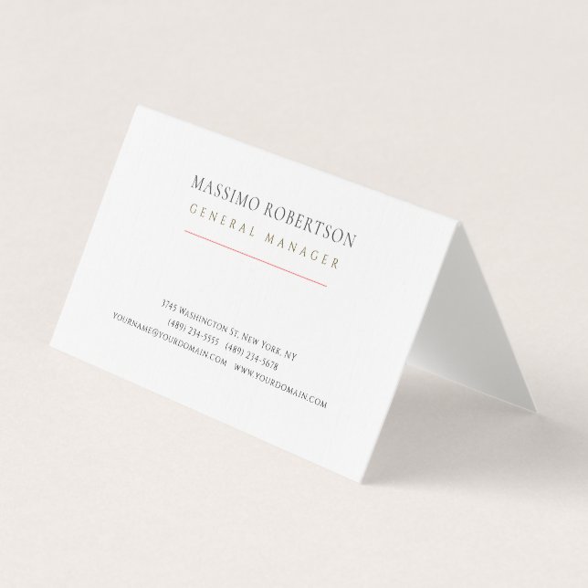 Minimalistisk Enkel Modern Premium Linen Visitkort (Framsida)