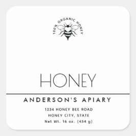 Minimalistisk enkel modern vit honung fyrkantigt klistermärke
