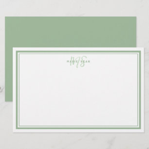Minimalistisk enkel Monogram två Gräns-Grönt Brevpapper