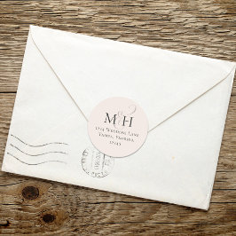 Minimalistisk  enkel monogramReturadress Runt Klistermärke