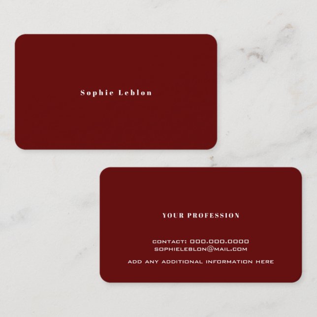Minimalistisk enkel mörk röd (Fram/baksida)