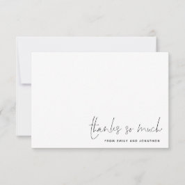 Minimalistisk enkel Namn-skript Bröllop Tack Anteckningskort