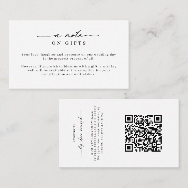 Minimalistisk Enkel Önskebrunn & RSVP Tilläggskort (Fram/baksida)