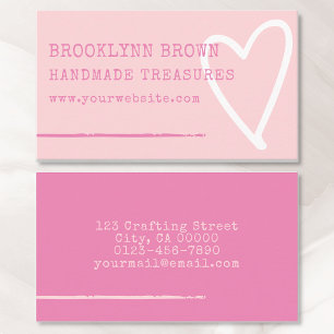 Minimalistisk enkel pastel Girly Rosa Heart-grafik Visitkort