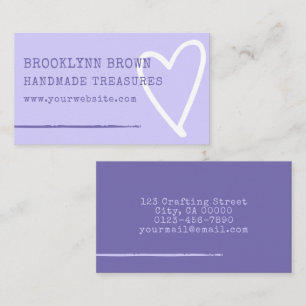 Minimalistisk enkel pastel Lilac Cute Heart-grafik Visitkort