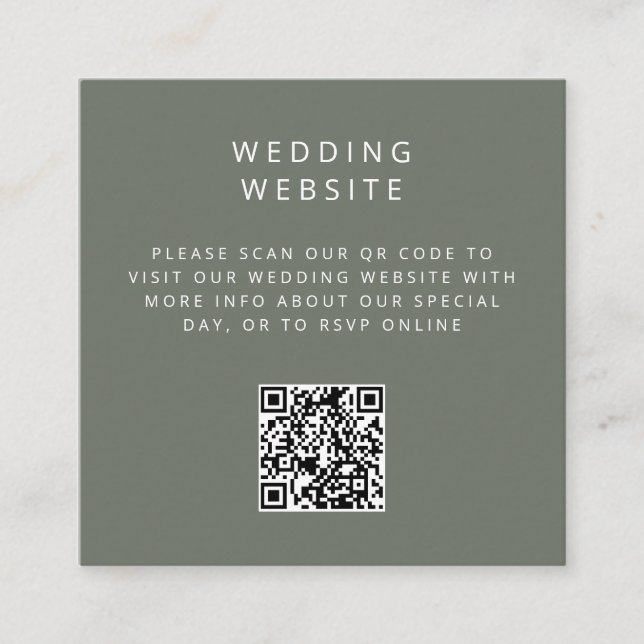 Minimalistisk enkel QR Code bröllop-webbplats Tilläggskort (Framsida)