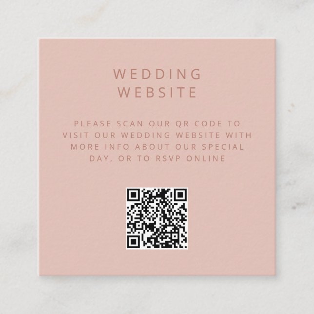 Minimalistisk enkel QR Code bröllop-webbplats Tilläggskort (Framsida)