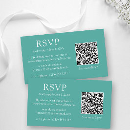 Minimalistisk enkel QR-kod Bröllop Teal OSA Tilläggskort