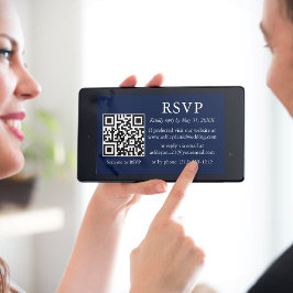Minimalistisk enkel QR-OSA för Bröllop Blue Kort