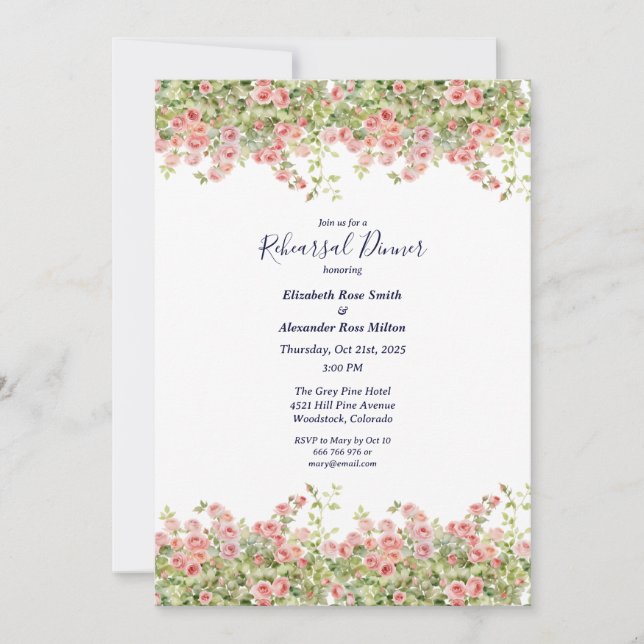 Minimalistisk enkel ro-vinrehearsal-middag inbjudningar (Framsida)