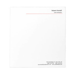 Minimalistisk Enkel Röd Vit Modern Anteckningsblock