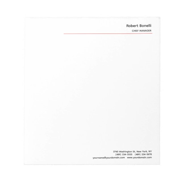 Minimalistisk Enkel Röd Vit Modern  Anteckningsblock (Framsida)
