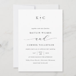 Minimalistisk Enkel Romantisk Svart och Vit Bröllo Inbjudningar