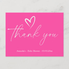 Minimalistisk Enkel Rosa Baby shower tack Vykort