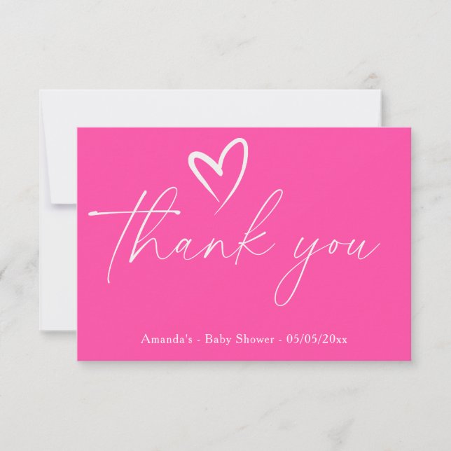 Minimalistisk Enkel Rosa Baby shower tackkort Tack Kort (Framsida)