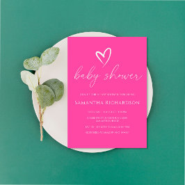 Minimalistisk Enkel Rosa Flick Baby Shower Inbjudningar