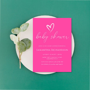 Minimalistisk Enkel Rosa Flick Baby Shower Inbjudningar