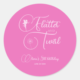 Minimalistisk enkel Rosa Girl Fairy Birthday Runt Klistermärke