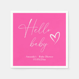 Minimalistisk Enkel Rosa Hej Bebis Pappersservett