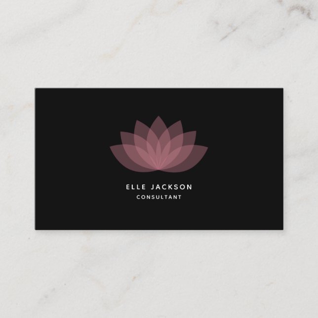 Minimalistisk enkel rosa lotus black visitkort (Framsida)