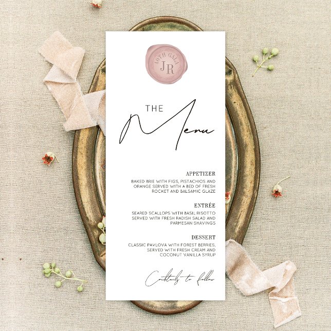 Minimalistisk enkel Rosa Vax Frimärke Gala Dinner  Reklamkort (Skapare uppladdad)