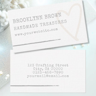 Minimalistisk enkel Rustic Kraft Linen Heart-grafi Visitkort