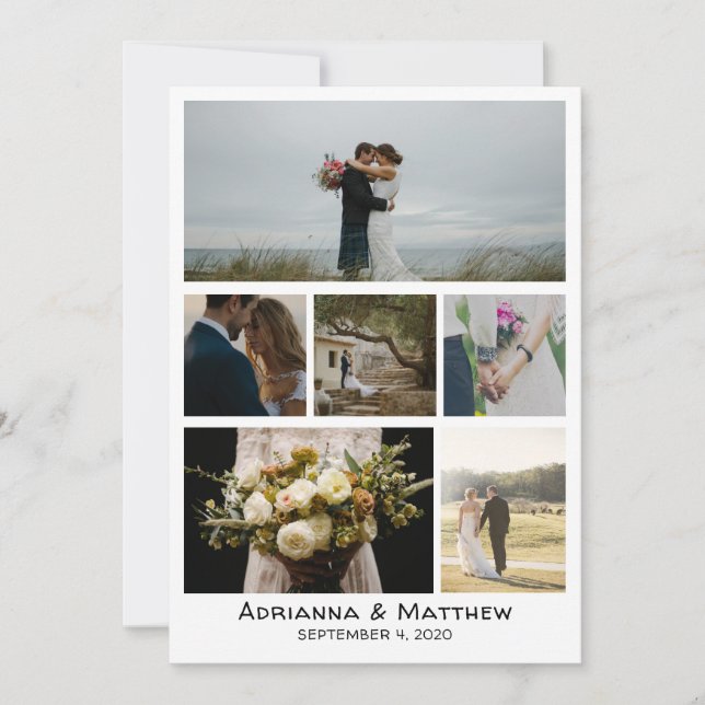 Minimalistisk Enkel Sex Foto Bröllop Tack (Framsida)