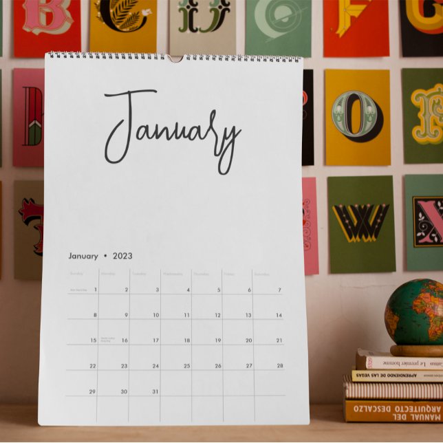 Minimalistisk enkel skriptskrivning varje år kalender (Skapare uppladdad)