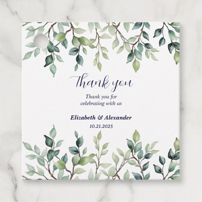 Minimalistisk enkel Söt lövs grenar bröllop Gåvor Etiketter (Framsida)