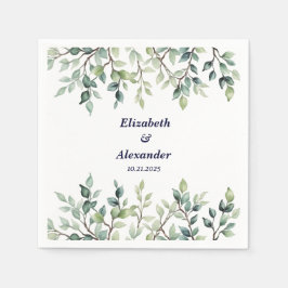 Minimalistisk enkel Söt lövs grenar bröllop Pappersservett