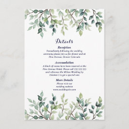 Minimalistisk enkel Söt lövs grenar bröllop Tilläggskort