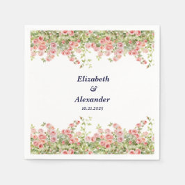 Minimalistisk enkel Söt ro blommigt bröllop Pappersservett