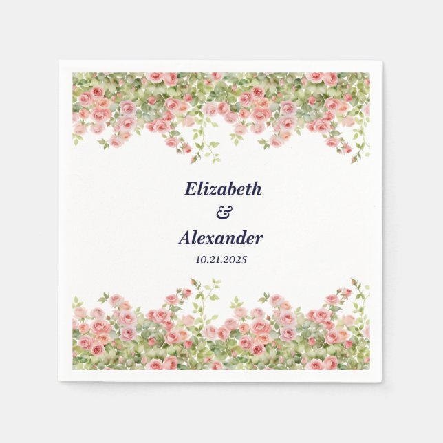 Minimalistisk enkel Söt ro blommigt bröllop Pappersservett (Framsidan)